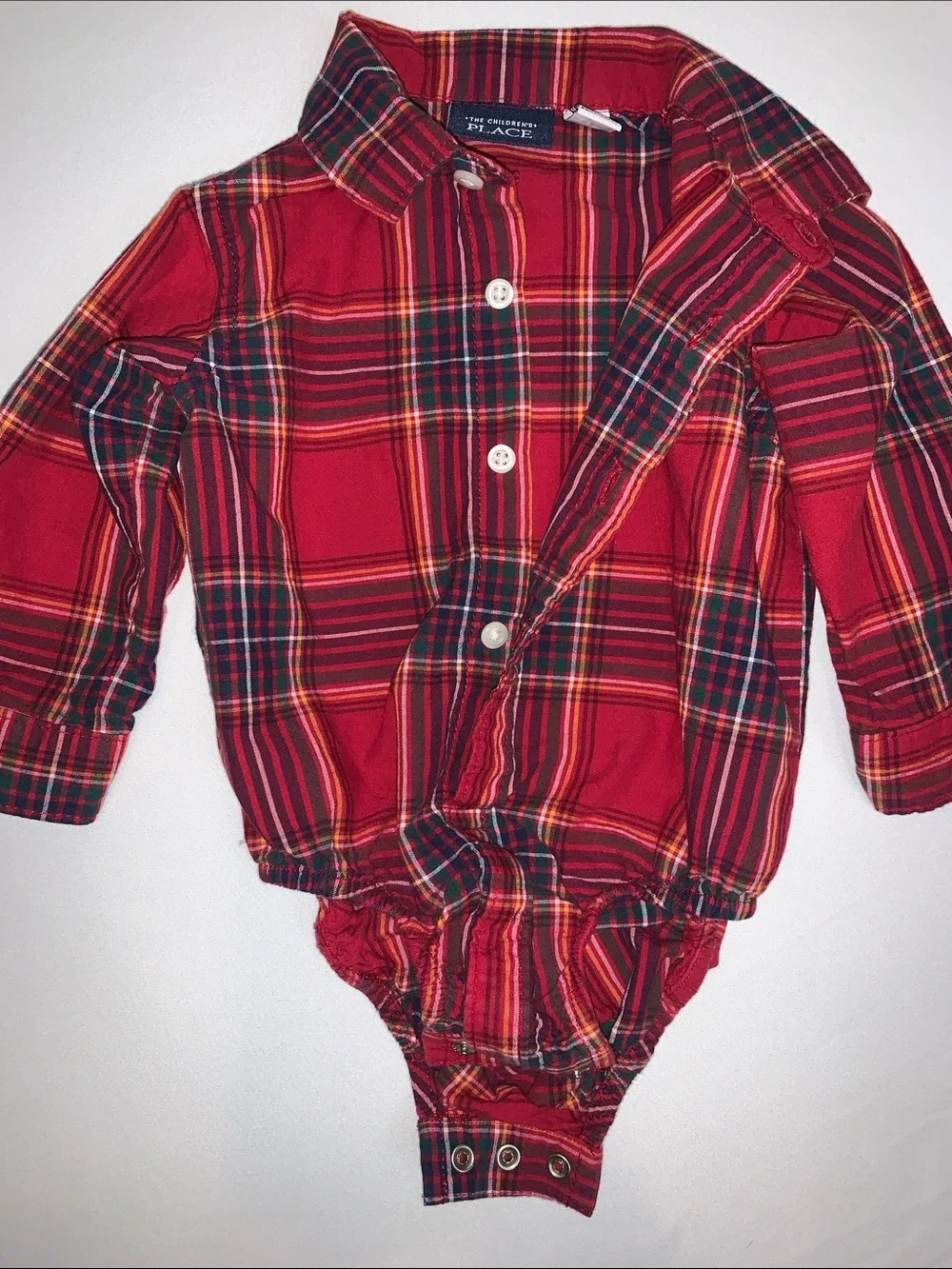 The Children's Place Red Plaid Button-Up with Navy Suspender Pants - Picture 5 of 8